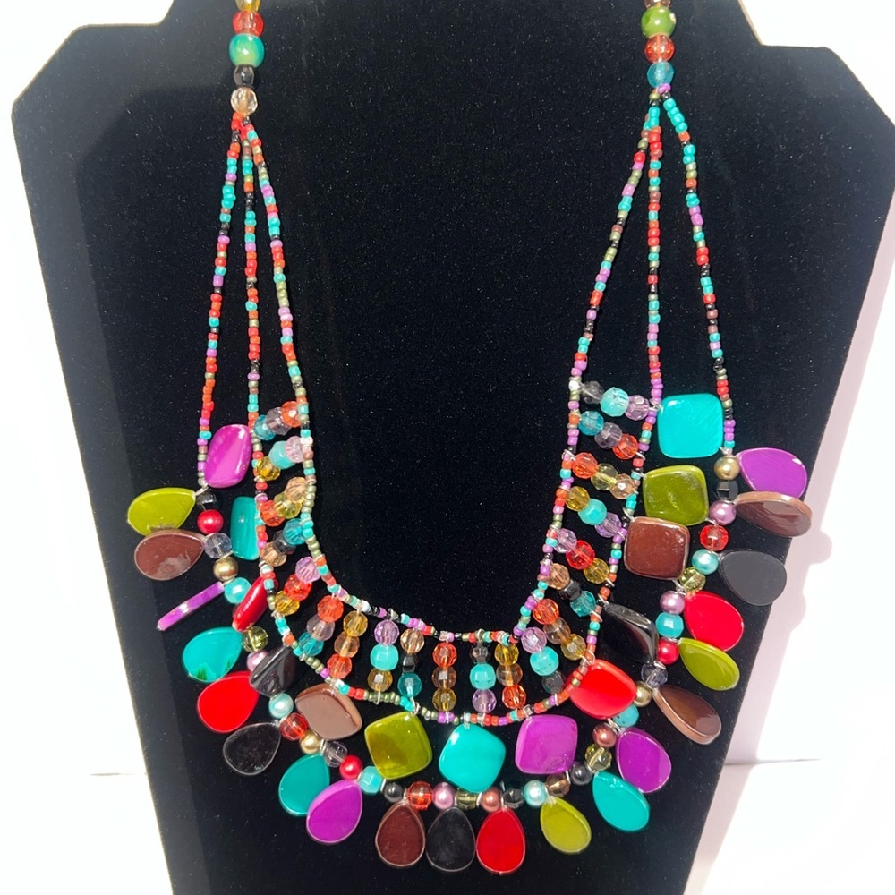 Colorful Beaded Statement‎ Necklace Bohemian Festival Fashion Jewelry